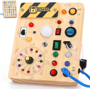 Montessori Busy Board 1 an Enfants Activity Board Jouets en Bois avec 10 Interrupteurs 23 Lumières LED Jouets Sensory Learning Toys Jeux Jeu Montessori Jouet Enfant Bebe 1 2 3 Ans Cadeau Enfant