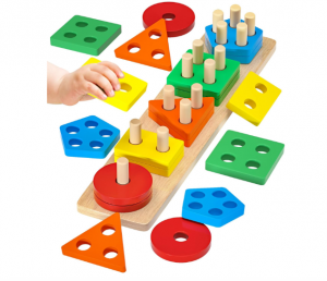 Jeux Montessori Enfant 1 2 3 Ans Jeu Educatif en Bois Puzzle à Empiler et de Tri Cadeau Garçon Fille