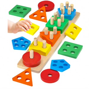 Jeux Montessori Enfant 1 2 3 Ans Jeu Educatif en Bois Puzzle à Empiler et de Tri Cadeau Garçon Fille